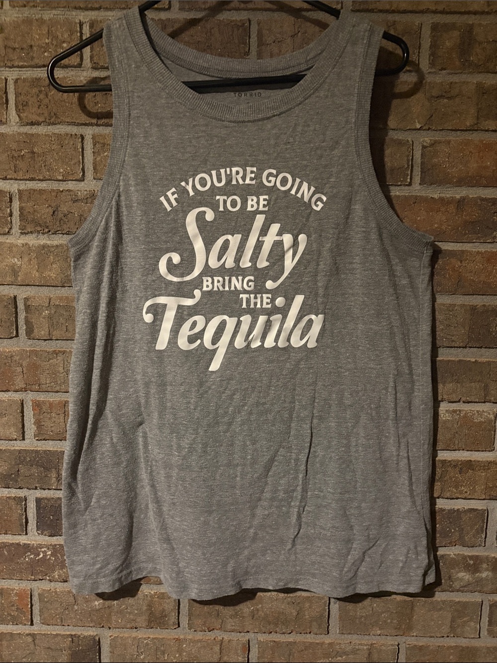 torrid Gray Graphic Tank Top with White Tequila Slogan